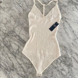 Abercrombie and Fitch white knit bodysuit